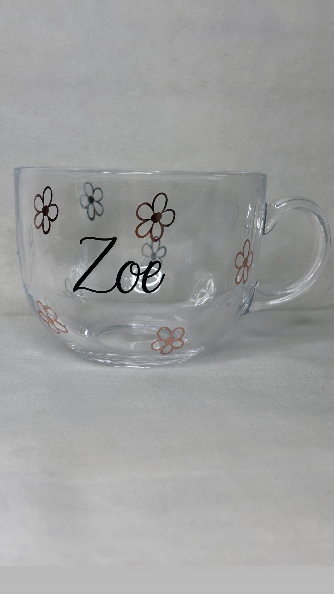 Personalised glass flower coffee mug