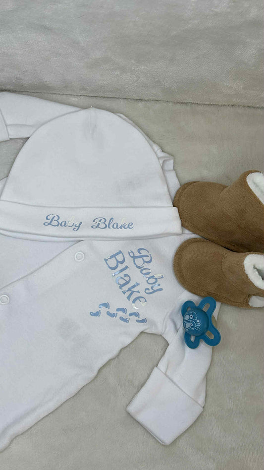 Personalised baby grow and hat set