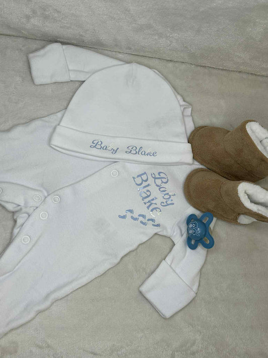 Personalised baby grow and hat set